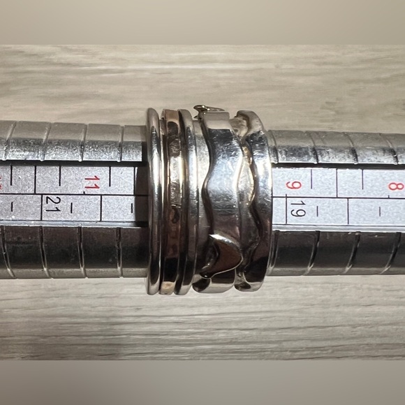 Vintage Designer (AIL) Sterling Silver & Gold Bird Wide Spinner Ring, Size 10 - Picture 8 of 8